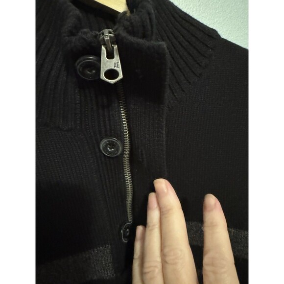 American Eagle Mens Long Sleeve 1/4 Zip Sweater Athletic Fit Stripe L (W39) - Picture 3 of 11